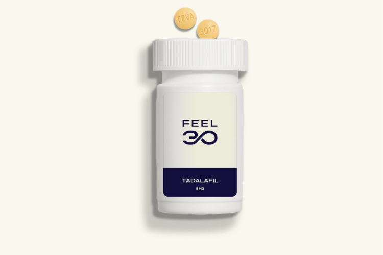 Feel30 Tadalafil bottle – long-lasting support for erectile function.