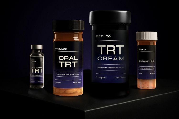 TRT treatment options including oral TRT, cream, and enclomiphene used to support healthy testosterone levels under medical guidance.