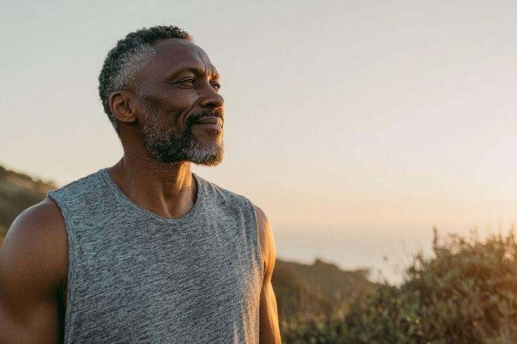 Healthy older man outdoors demonstrating how testosterone plays a role in energy, cardiovascular health, and healthy aging despite hormonal changes.