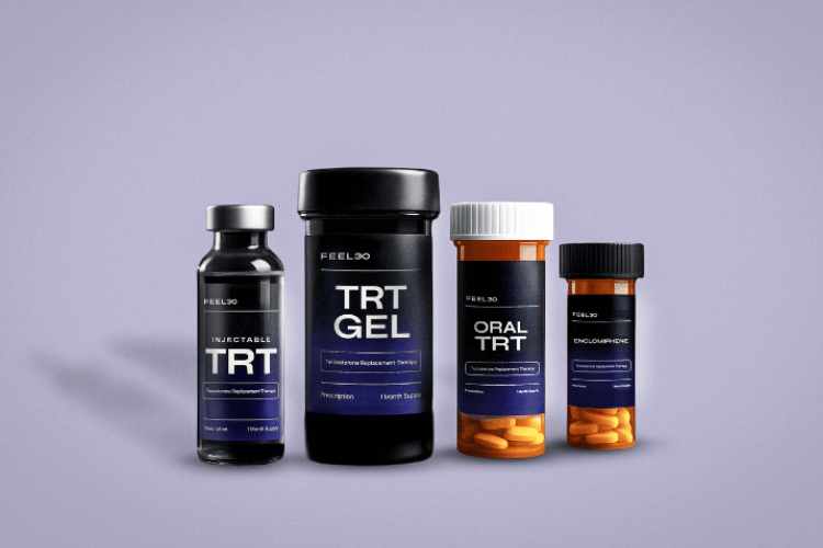 Testosterone replacement therapy medications, including injectable TRT, gel, and oral treatment options used to manage low testosterone levels.
