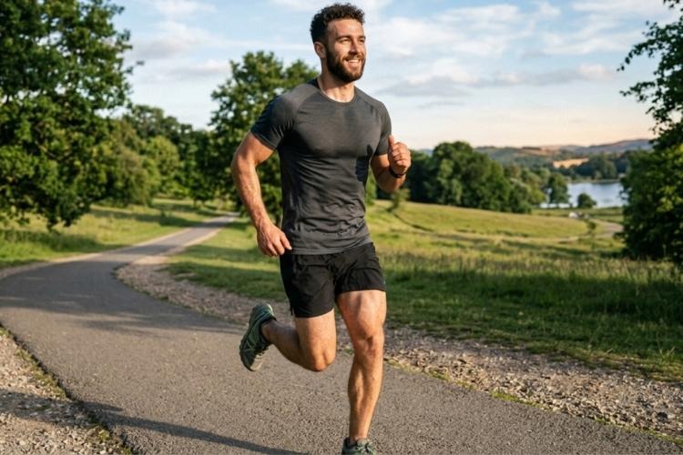 man running on road