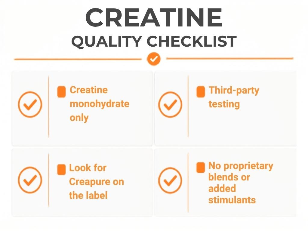Creatine quality checklist for choosing a creatine supplement.