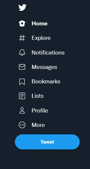 Screenshot of Twitter desktop side menu.