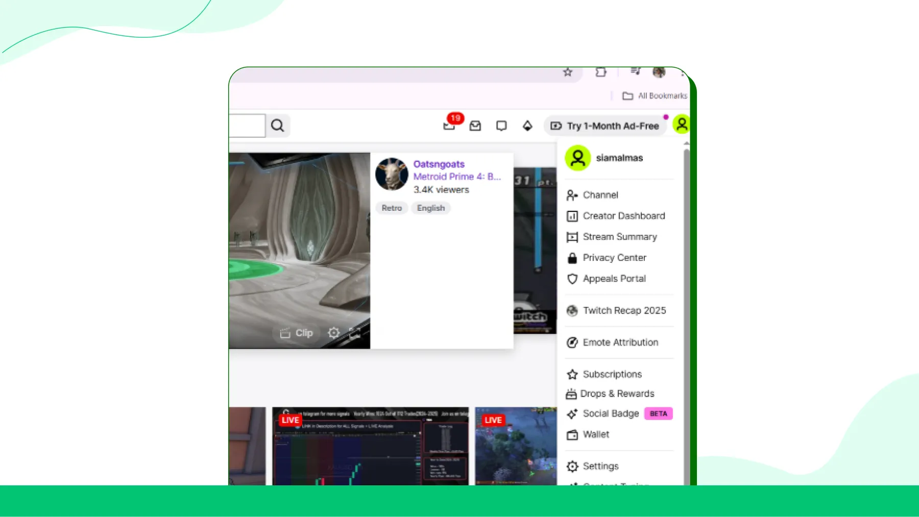 Click your profile avatar in the top-right corner of the screen