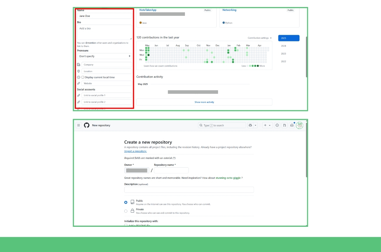 setting up github after registration guide