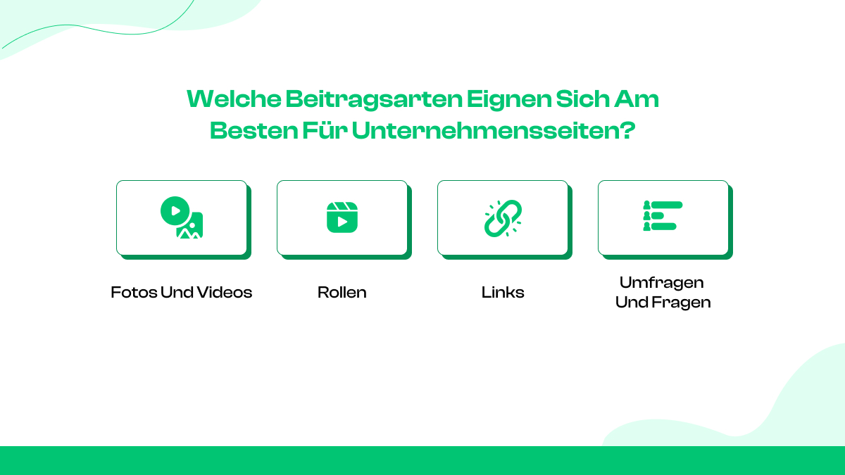 Welche Beitragsarten eignen sich am besten für Unternehmensseiten?