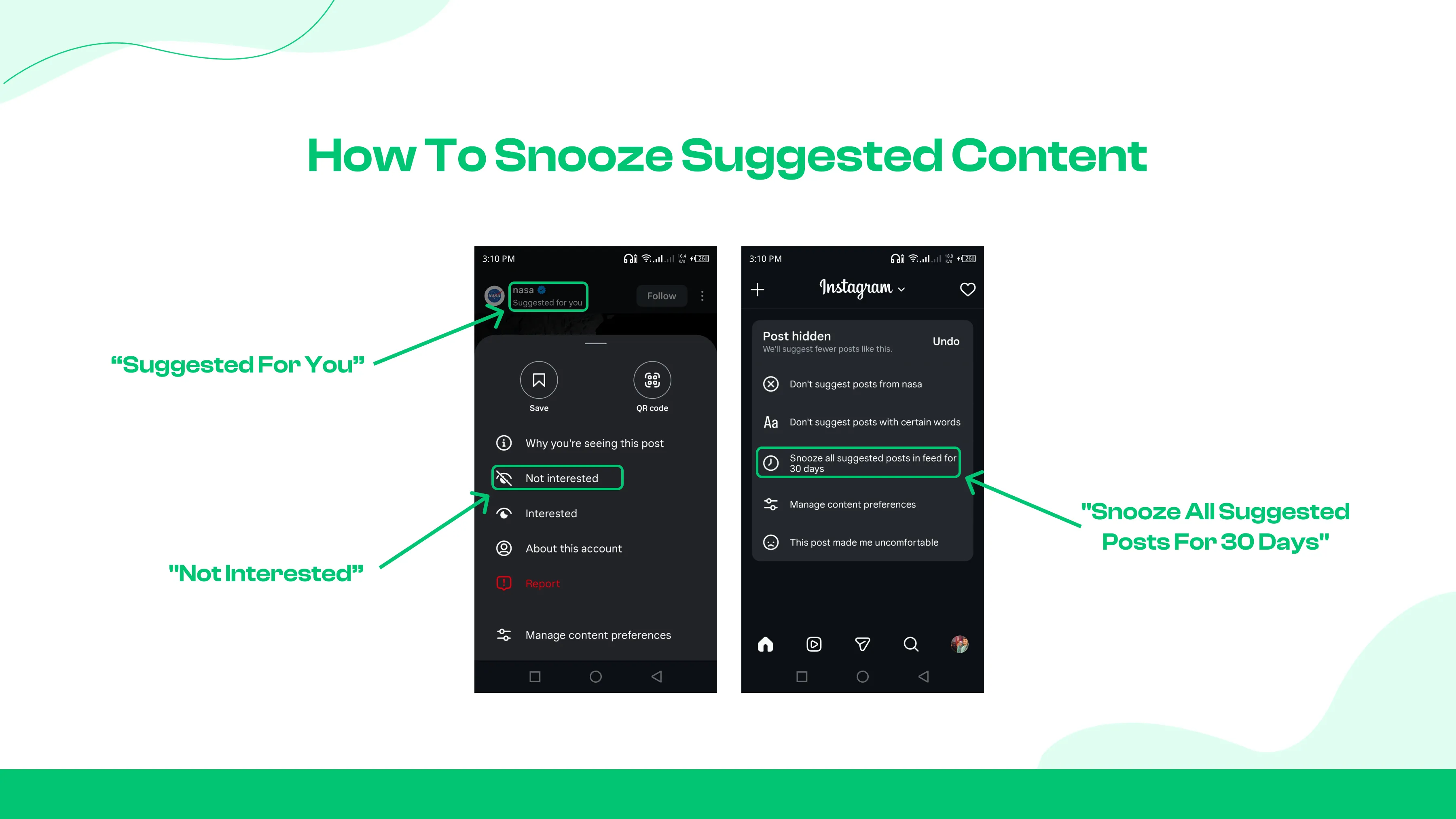 Method 3 – Snooze Suggested Posts (If Available)