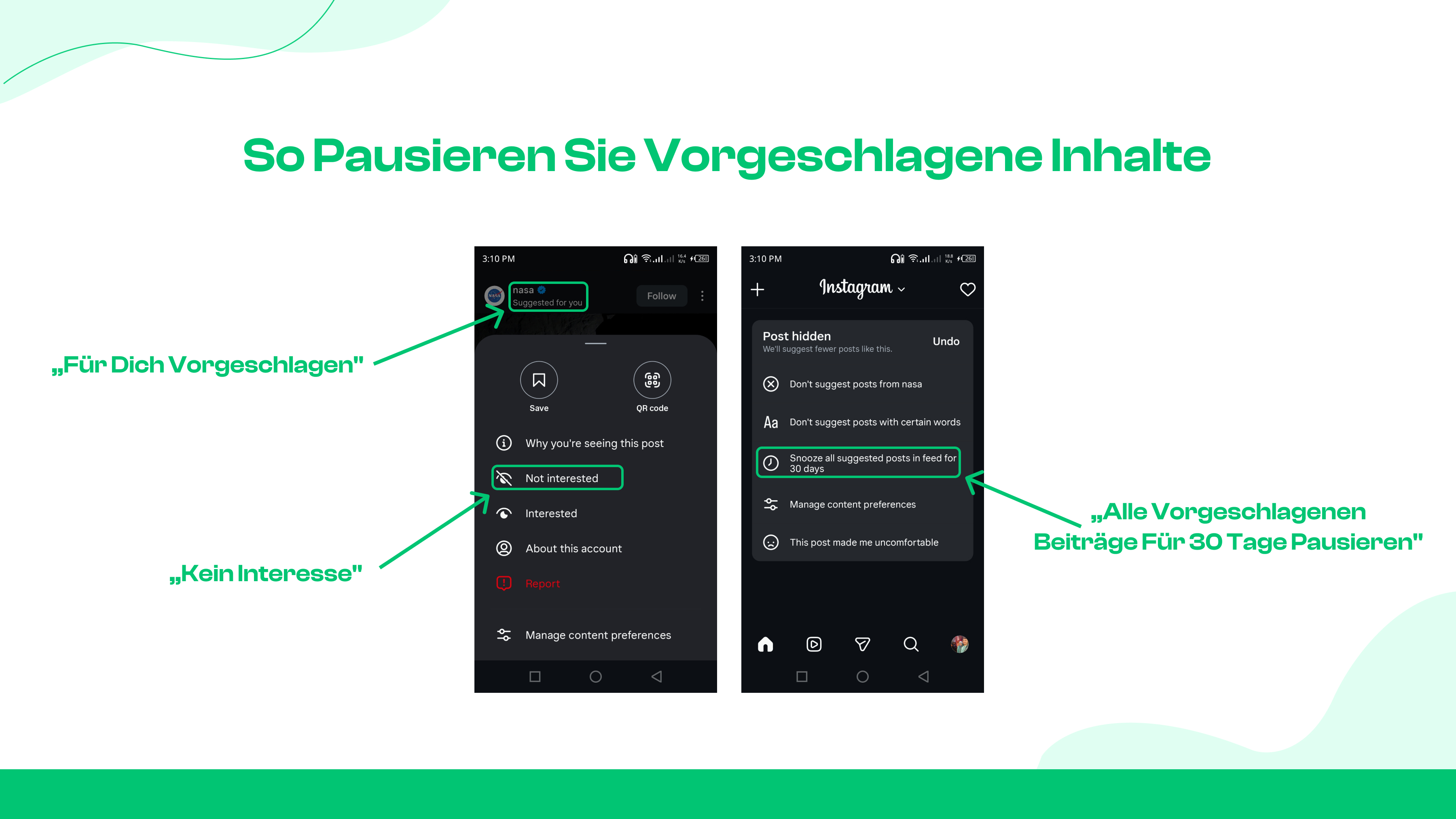 Methode 3 – Vorgeschlagene Beiträge pausieren (falls verfügbar)