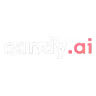 Candy.ai logo with 'candy' in white and '.ai' in pink letters on a black background.