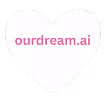 White heart shape with the text 'ourdream.ai' in pink inside.