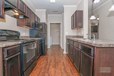 kitchen with black appliances