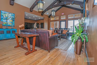 furnished clubhouse sitting area