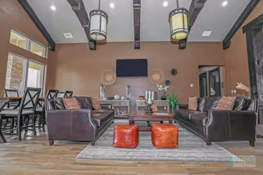 furnished clubhouse sitting area