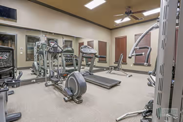 gym with stationary bike 