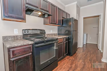 kitchen with black appliances