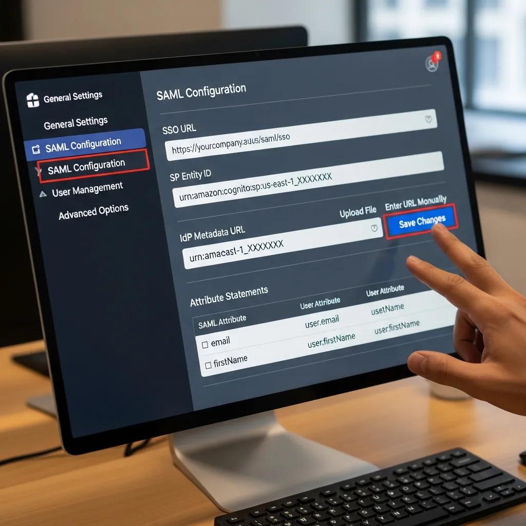 User-friendly interface for configuring SAML settings on a computer screen