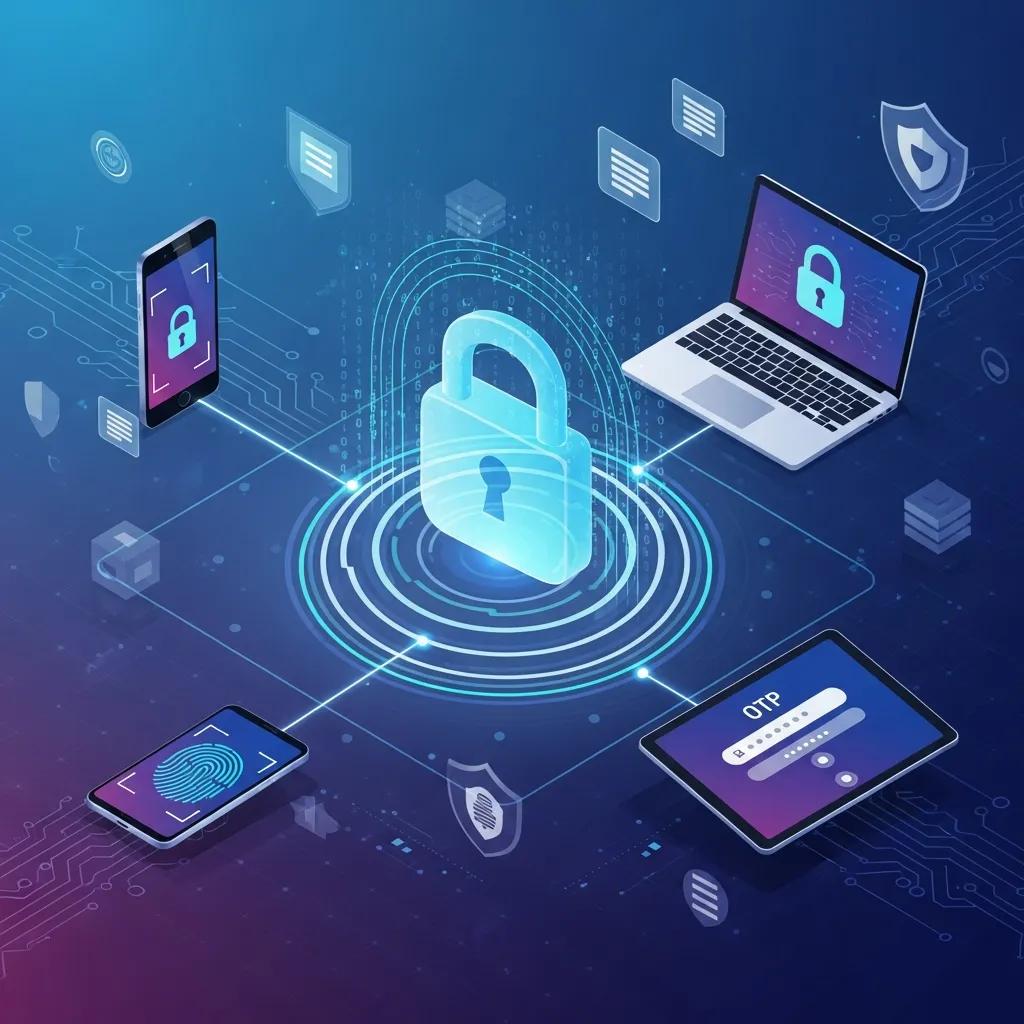 Illustration of a secure digital environment emphasizing multi-factor authentication