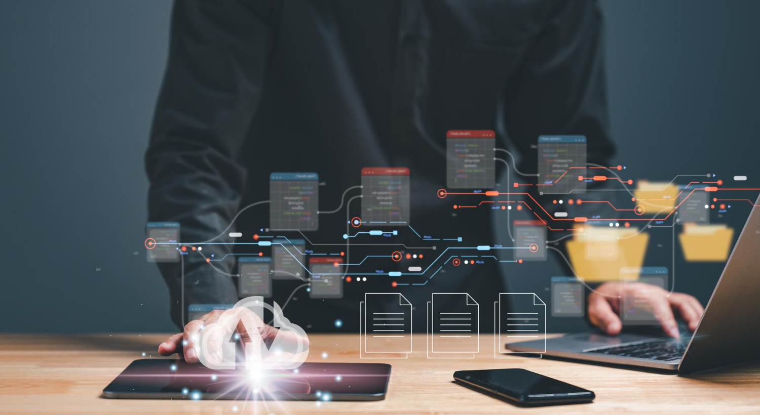 Computer screen showing the word 'Security' with a cursor hand pointer icon nearby.