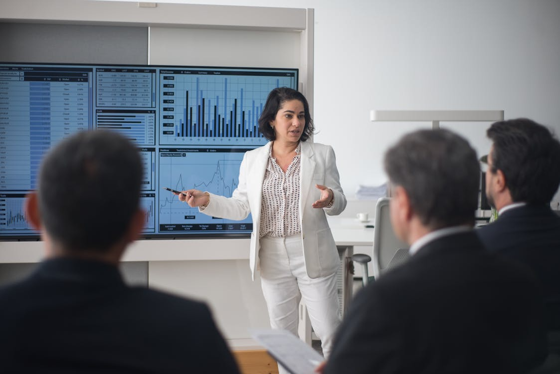 woman presenting at the office
