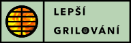 Logo s oranžovým a černým grilovacím ohněm vlevo a textem ‚LEPŠÍ GRILOVÁNÍ‘ vpravo na světlém pozadí.
