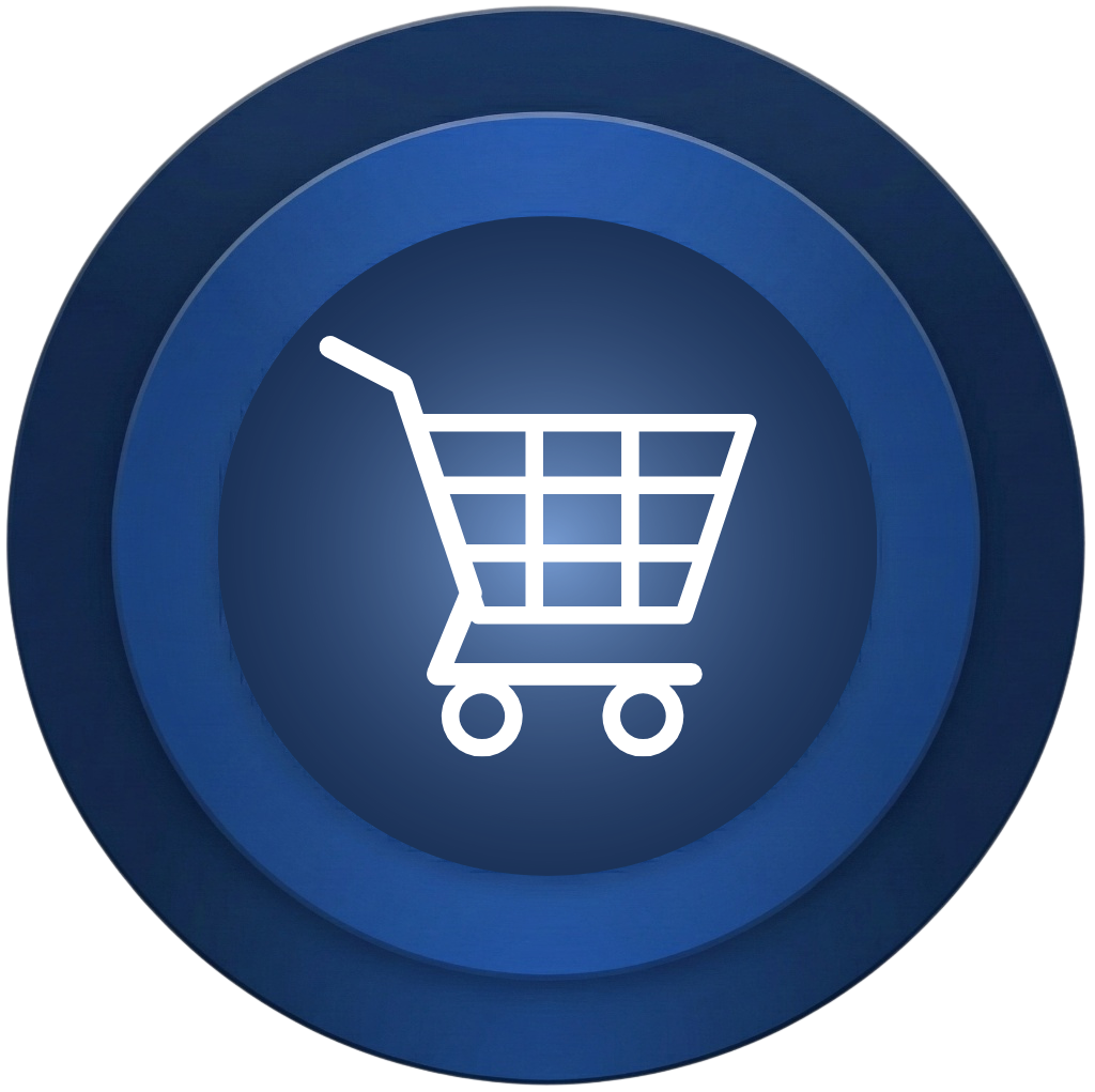 Ikona kadeřnických nůžek a holičského pruhu osvětlená modrým světlem v kruhu.