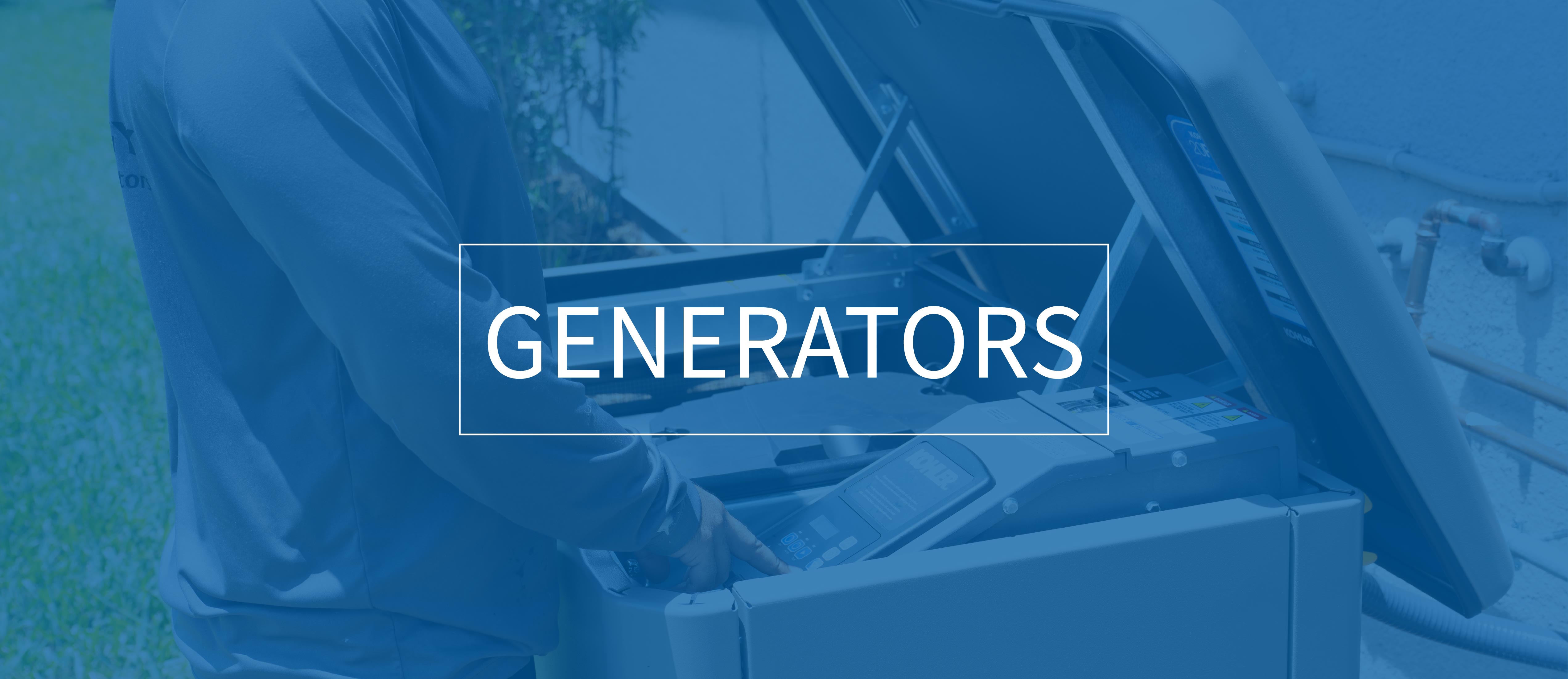 Person operating an open outdoor generator with control panel visible.