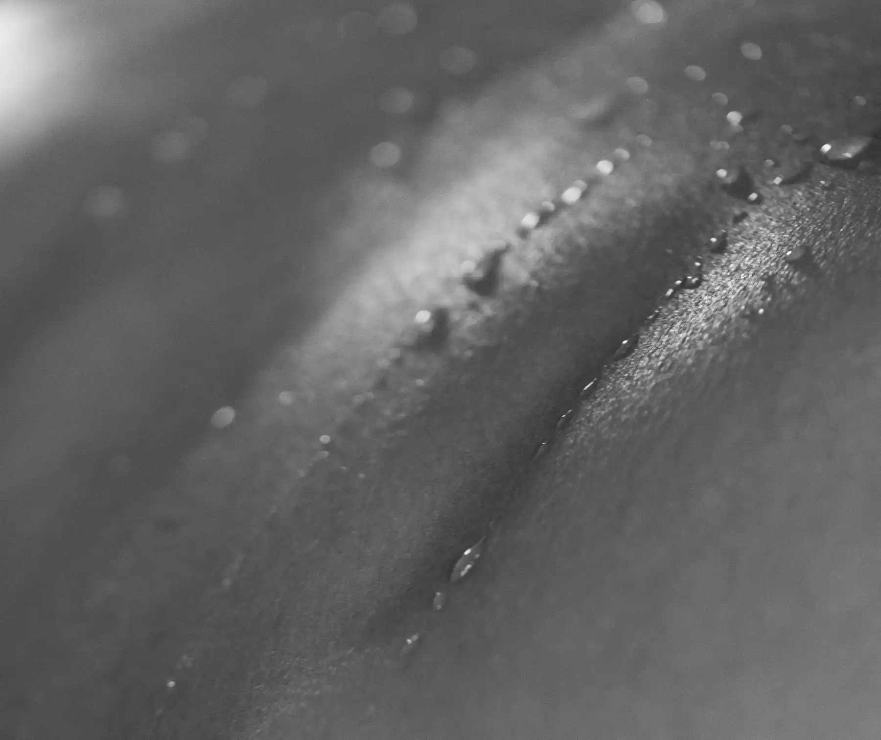 A black and white photo of water droplets.