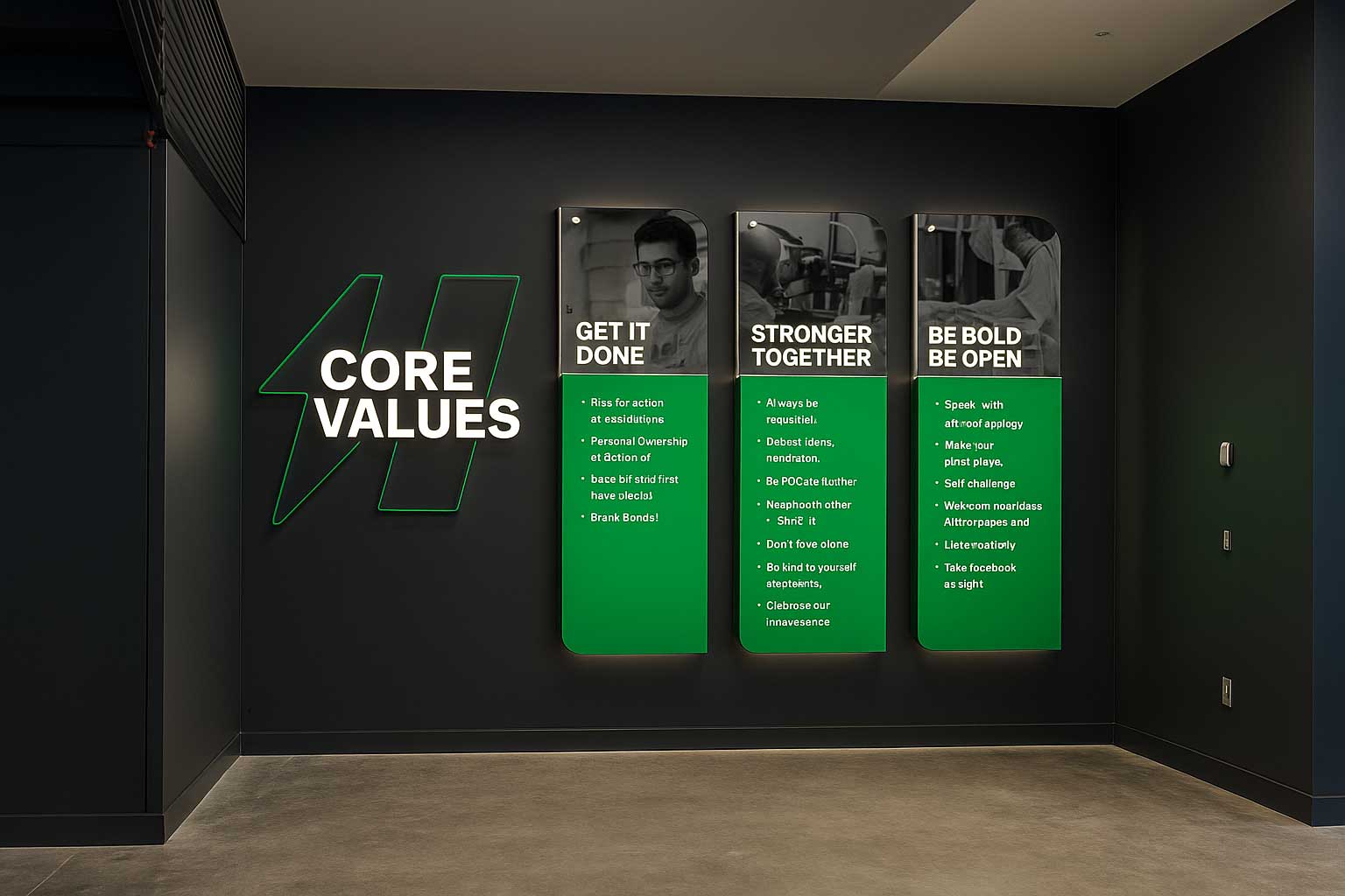 Core values wall mockup