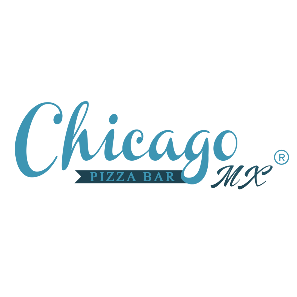 Chicago Pizza Bar MX logo with stylized text and a registered trademark symbol.
