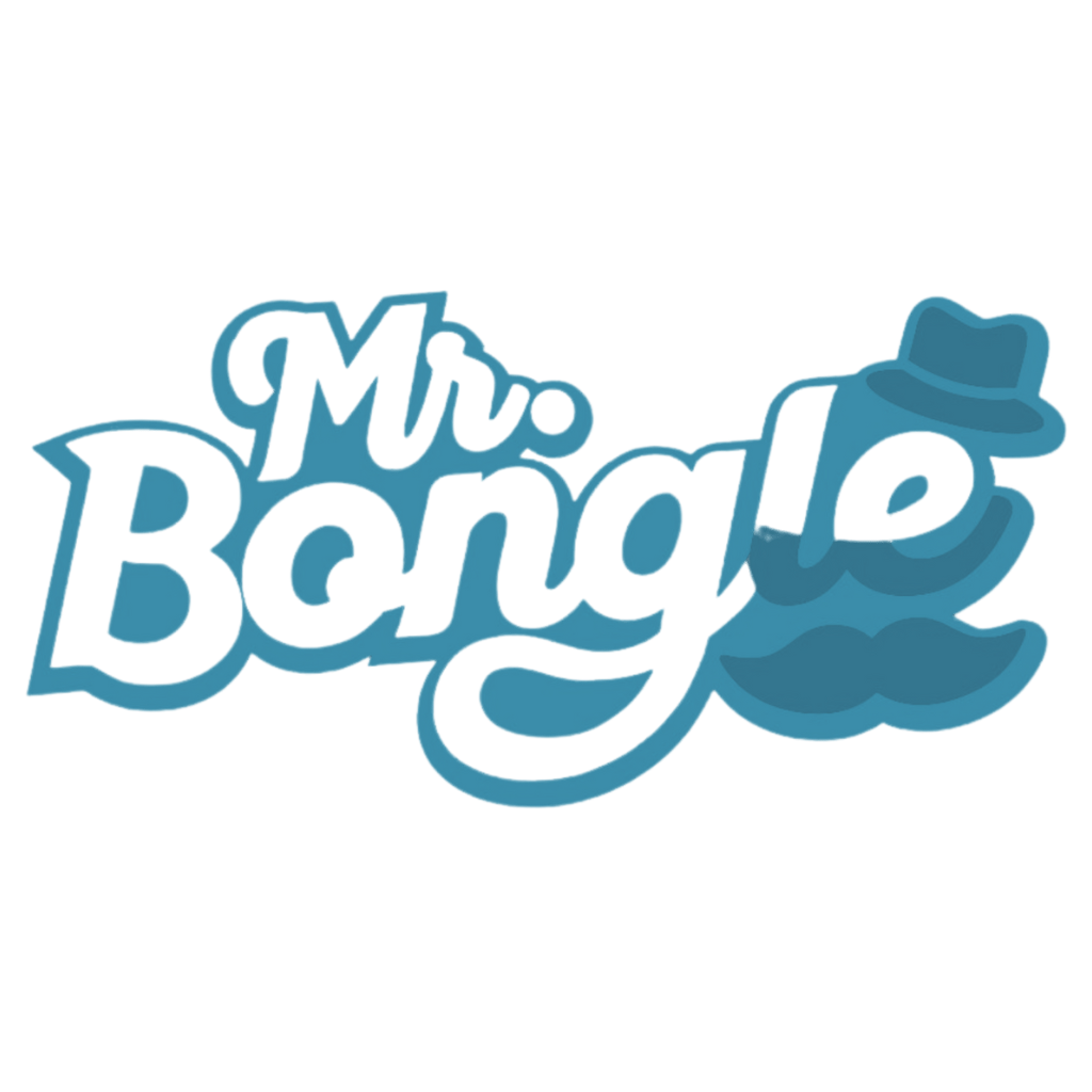 Stylized text logo reading 'Mr. Bongle' with a mustache and a hat integrated into the design.