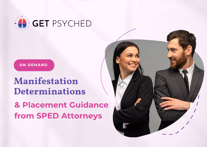 Workshop on Manifestation Determination and Placement for Special Education Attorneys.