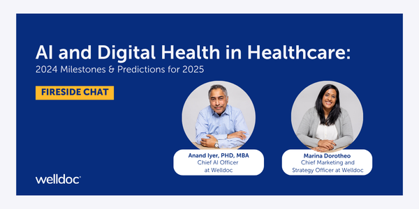 Fireside chat featuring Anand Iyer and Marina Dorotheo discussing AI and digital health predictions.