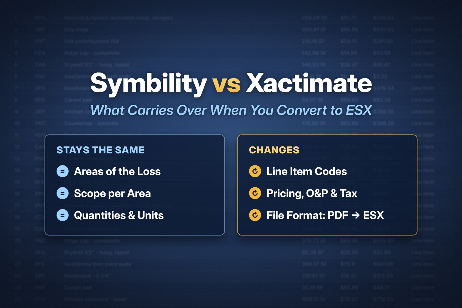 Symbility vs Xactimate: what changes when you move an estimate between the two systems