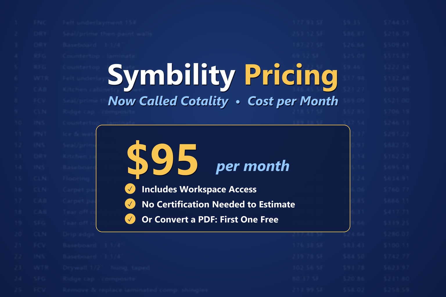 Symbility pricing: Symbility is now called Cotality, and it costs 95 dollars per month