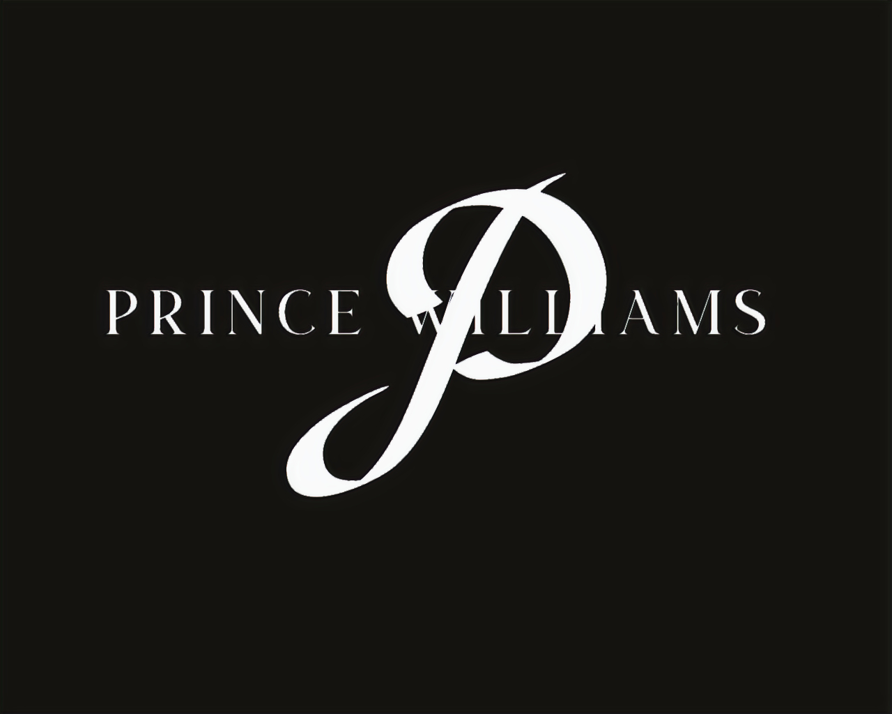Black background with white text 'PRINCE WILLIAMS' and a large stylized letter 'P' overlapping the text.