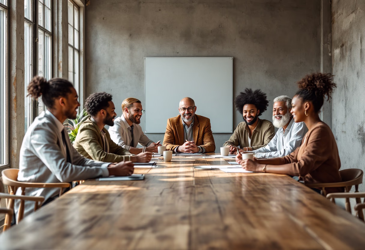 image of a diverse team in a meeting (for edtech)