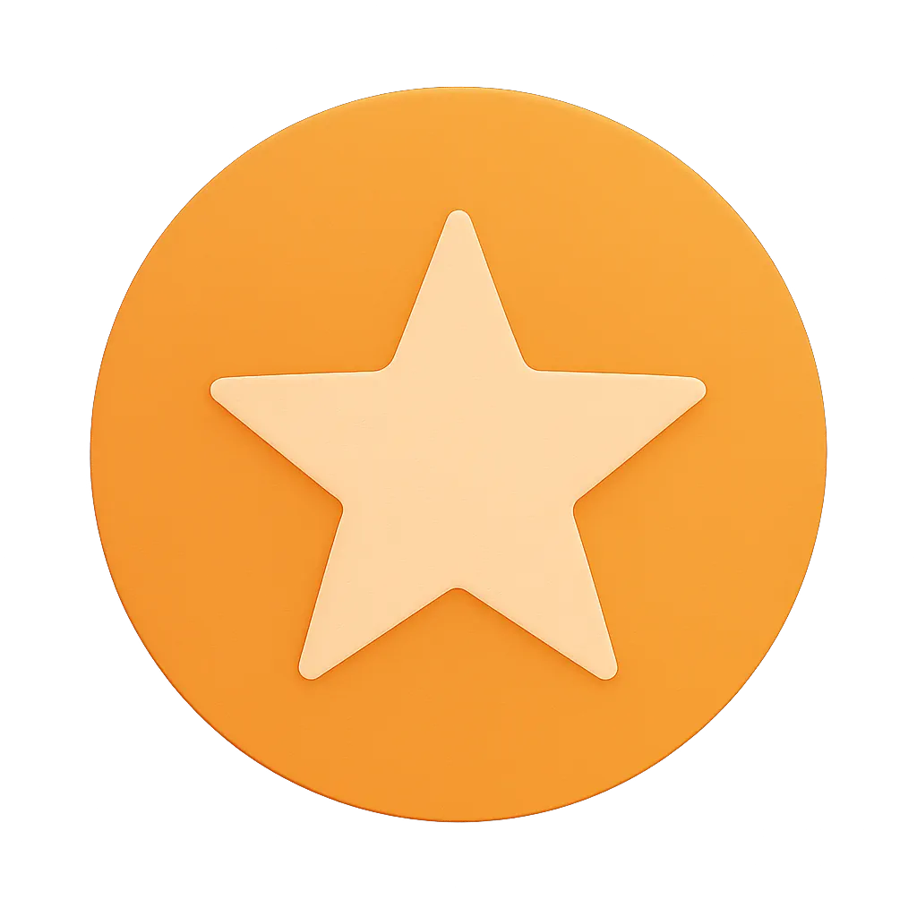 Light orange star centered on a darker orange circular background.
