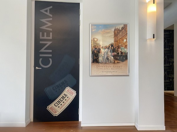 Printed cinema door graphic, and poster snap frame.