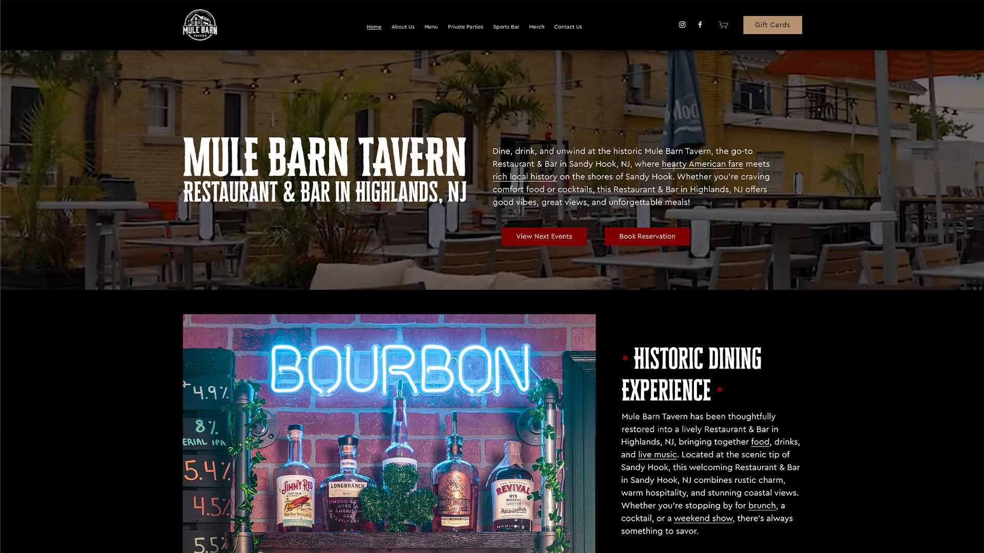 Mule Barn Tavern - Website Design