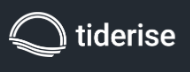 Tiderise company logo with stylized wave and circular design.