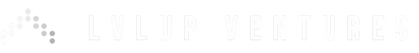 LVLUP Ventures logo with stylized arrow made of dots and bold text.
