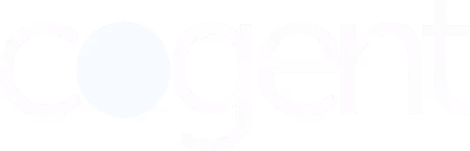  text logo reading 'cogent' with the letter 'o' replaced by a circle.