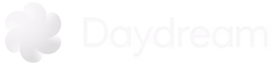 Daydream logo with a stylized cloud icon to the left of the word 'Daydream' .