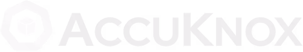AccuKnox company logo with hexagonal design containing a hexagon graphic.