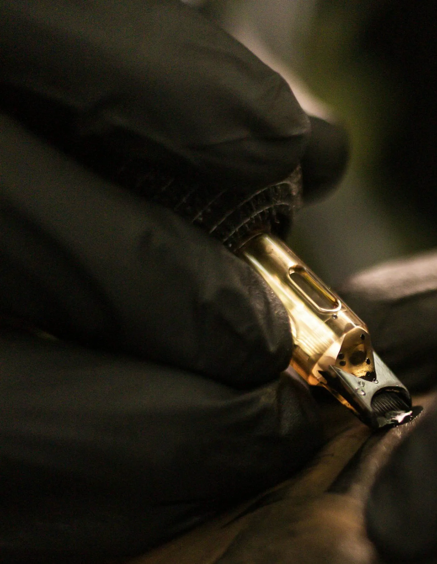 tattooing in close up