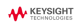 Keysight Technologies logo with red waveform symbol and gray text.