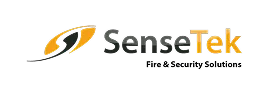 SenseTek company logo with stylized orange and black design.