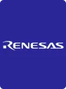 Renesas Electronics logo on a blue background.