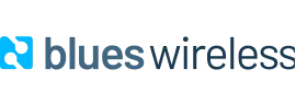 Blues Wireless company logo with a blue and gray design.
