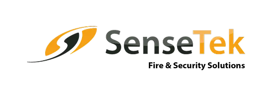 SenseTek company logo with stylized S symbol in orange and black.